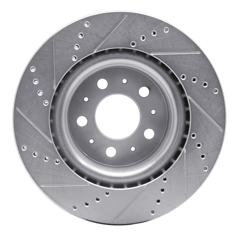 Tesla Model 3 Brake Rotor (1) - Front Right - R1 Concepts - Drilled & Slotted - Silver - `17-`25